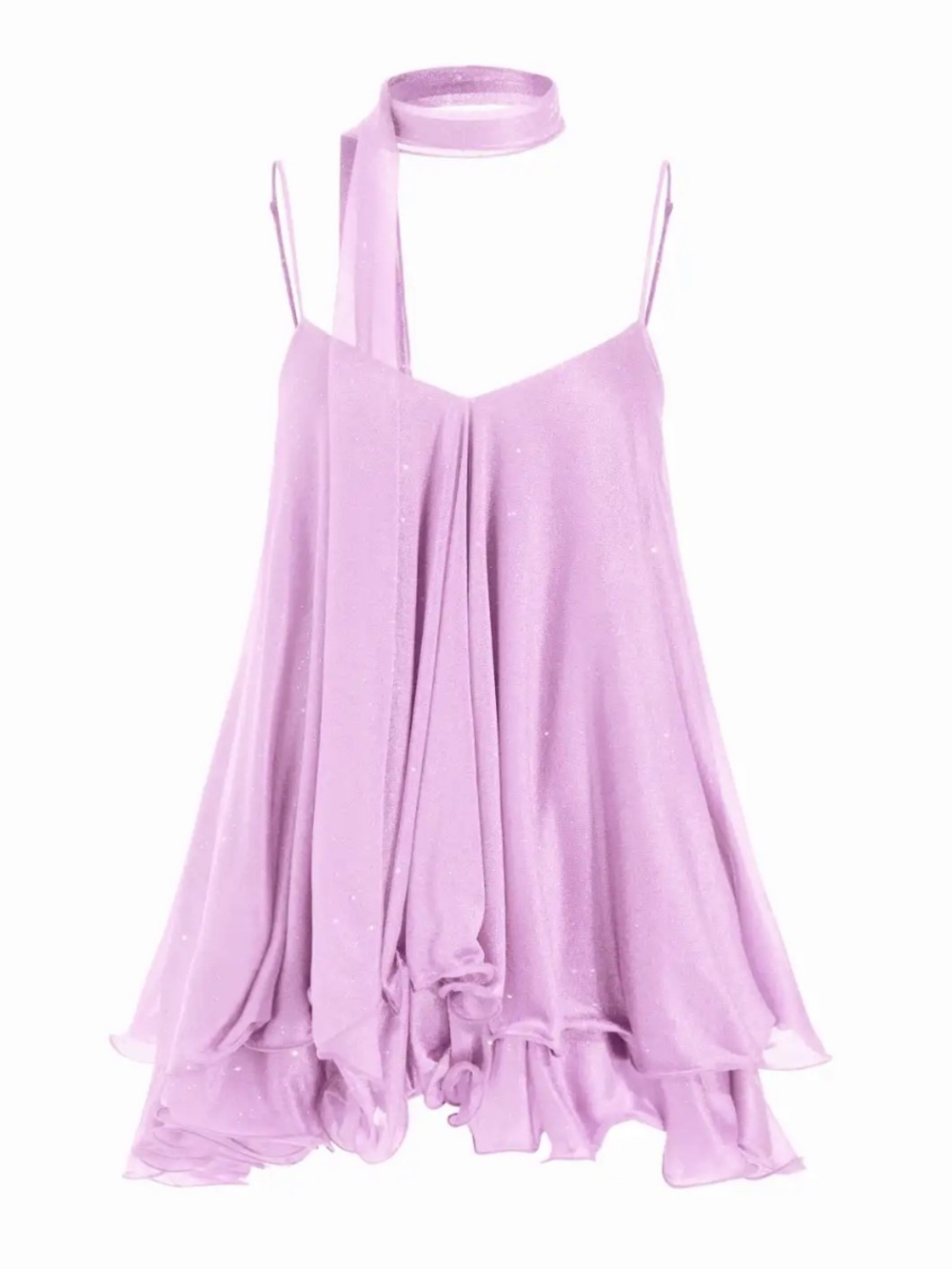 Cider Sequin V-Neck Ruffled Hem Mini Dress Scarf Violet Purple Size 10 XL